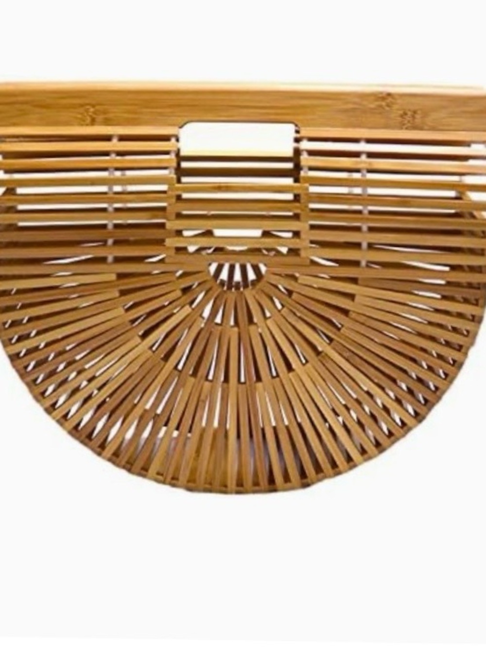 Bamboo Ark Bag Round Wooden Handbag Summer Beach Boho Chic Statement Purse